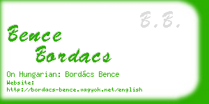 bence bordacs business card